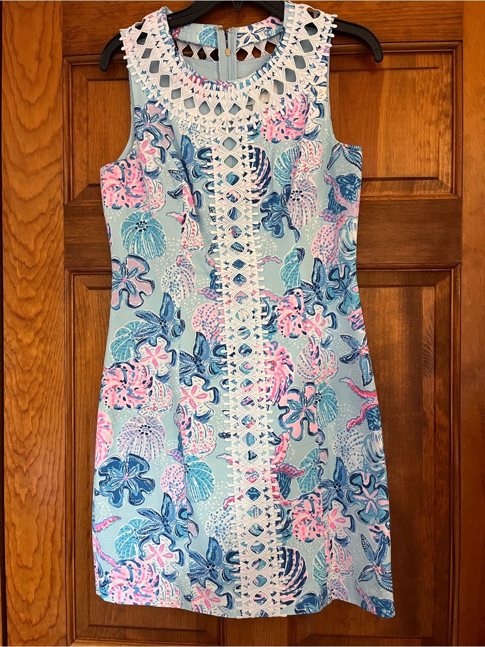 Lilly Pulitzer Seafoam Dress with Pink and Navy Floral Print